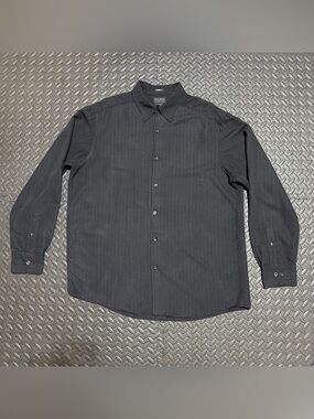 Vintage Axcess Claiborne Button Down Shirt Striped Black Long Sleeve Mens Large